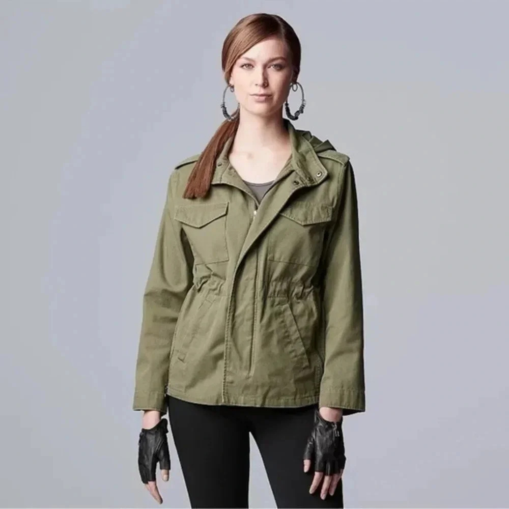 Vera Wang | Simply Vera Wang | Olive Green Anorak Hooded Jacket Women’s Size S